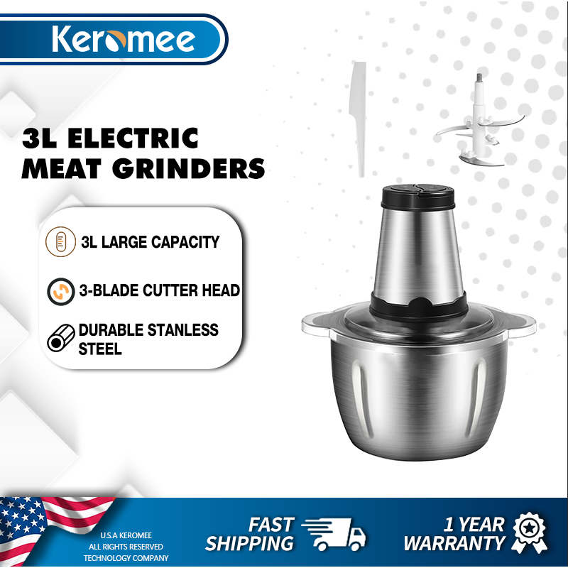 Keromee 3l household Meat Grinders Electric Food Chopper Processormeat vegetable slicer grinder machine meat