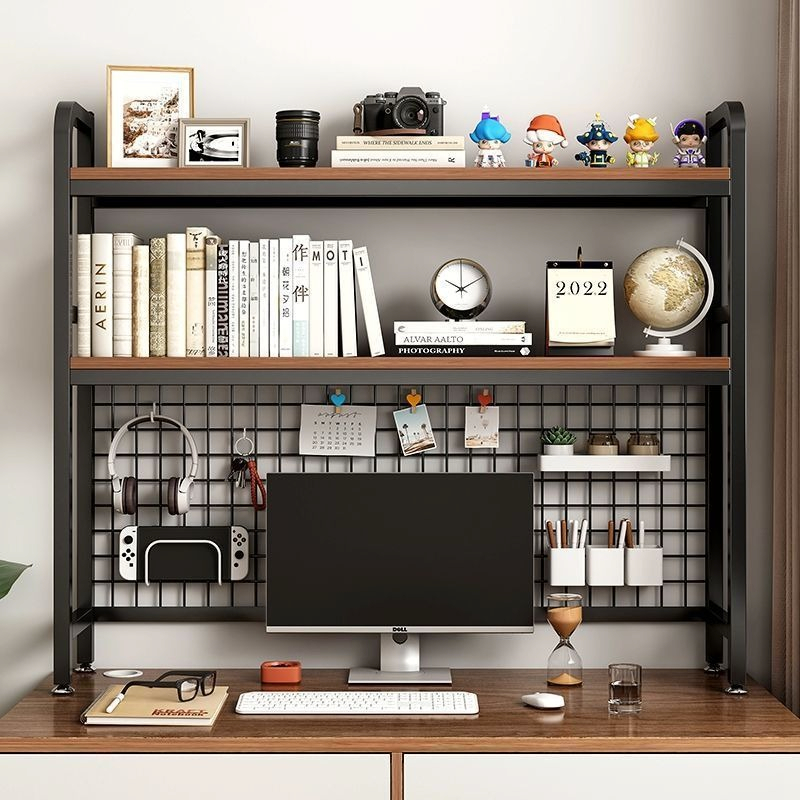 With grid bookshelf desk storage storage rack desktop multi-layer iron shelf student computer desk table top