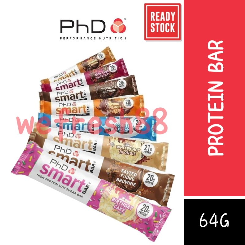 PhD Smart Bar Protein Bar High Protein Low Sugar Bar Diet Plant Ideal For Healthy Fitness Snack 英国进口低糖蛋白棒 (55g/64g)