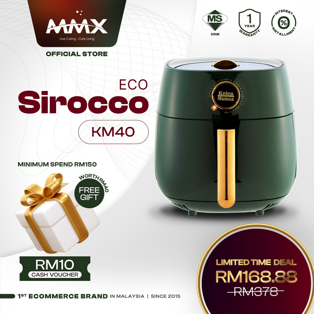 MMX Kelen Munoz Sirocco Eco Non-Stick Air Fryer - Green/Red (5L) KM40