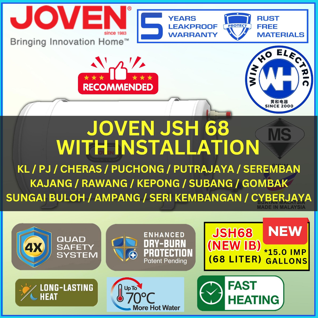 DELIVERY u0026 INSTALLATION) JOVEN 68 Liter JSH68 Enhanced Dry Burn Storage  Heater (Previous Model JH68/JH-68/JH68HE) | Shopee Malaysia
