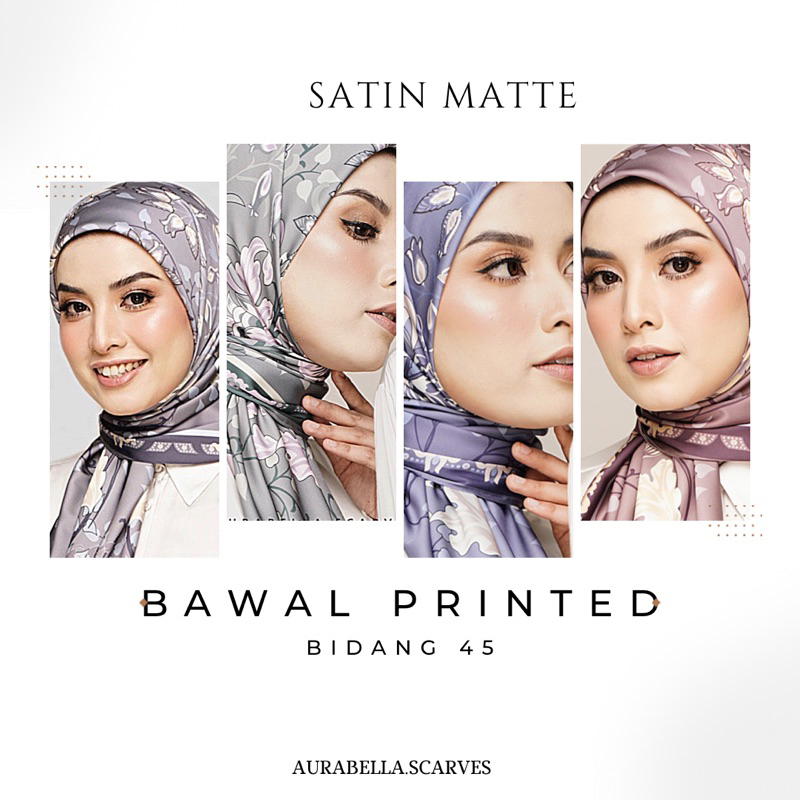 Bawal Printed Satin Silk Premium Bidang 45 with AuraBella Box