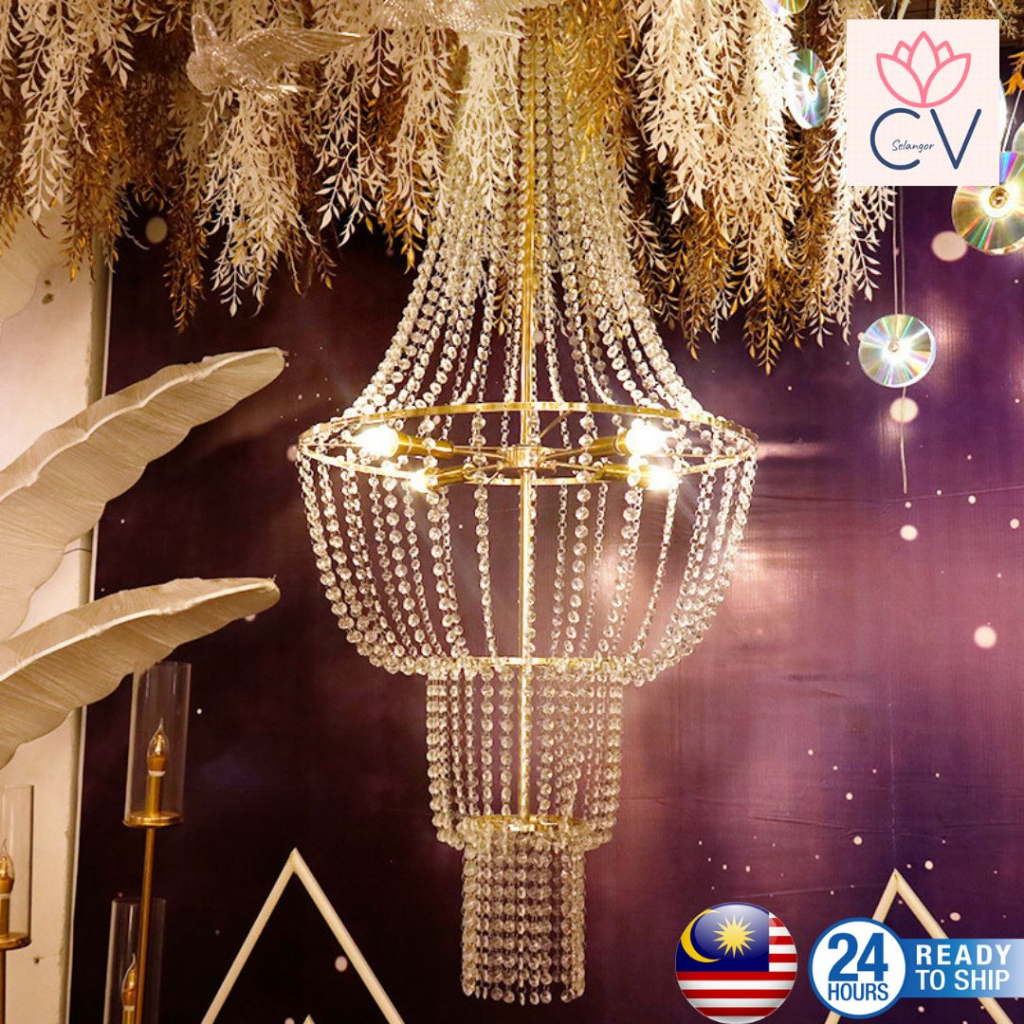 Crystal Chandelier Wedding Lamp Decoration Home l Lampu Chandelier Hiasan Barang Pelamin Murah