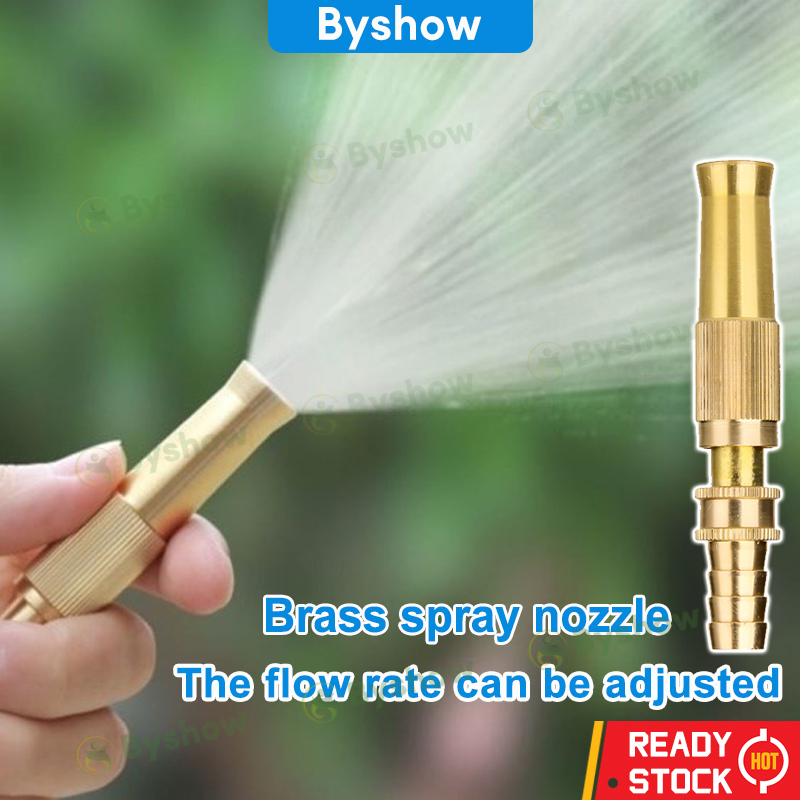 【Byshow】Solid Brass Adjustable Spray Nozzle With Hose Plug Pipe Connector For Garden Watering Fog Mist Nozzle Misting Fogging Sprayer Sprinkler Head High Pressure Water Jet Gun Head High Pressure Water Jet Gun Nozzle / Muncung Semburan 黄铜喷头