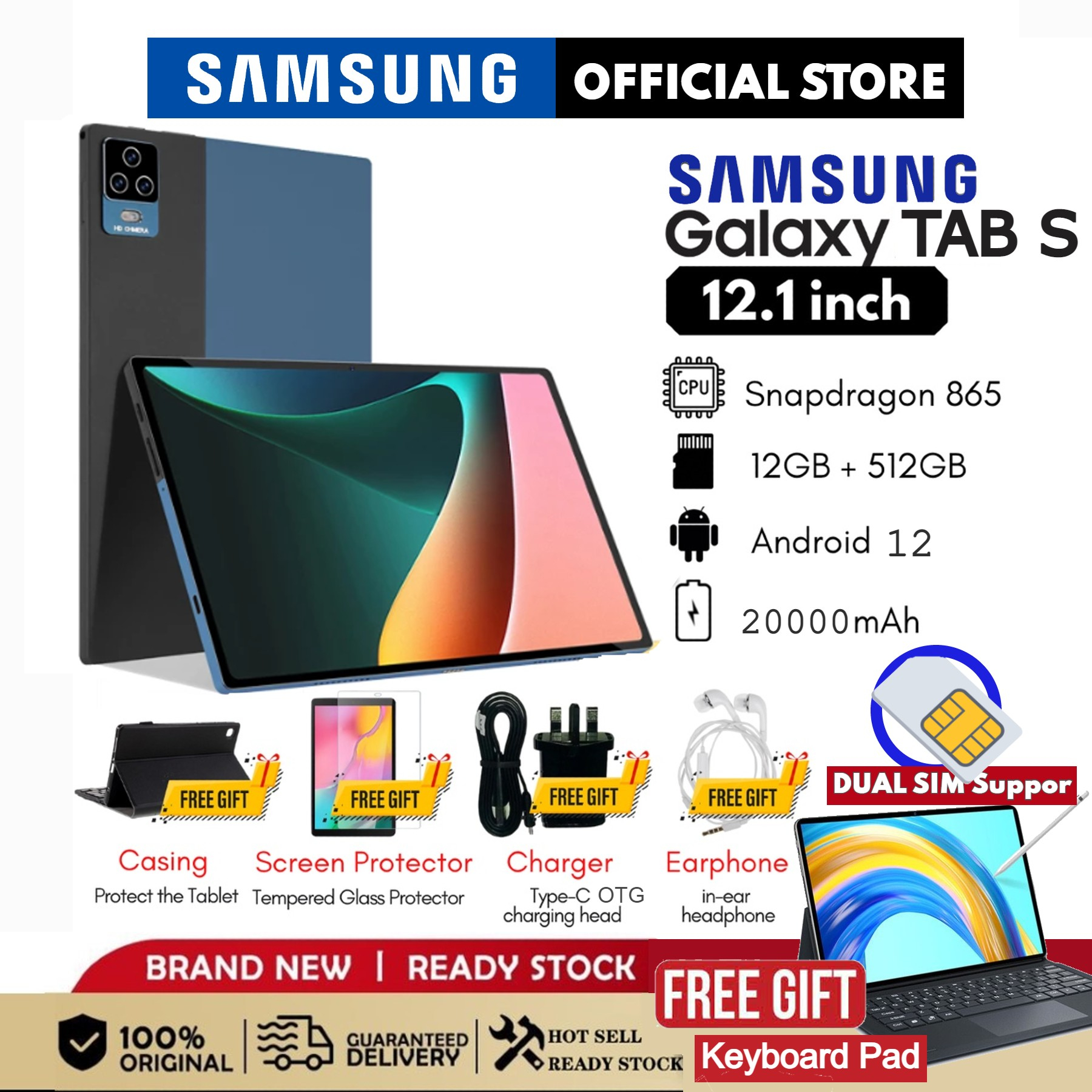 2023 NEW MODEL SAMSUNG Tablet PC 12 Inch Android  [12GB RAM 512GB ROM]  Dual SIM 4G LTE WiFi /5G Android Table  | Shopee Malaysia