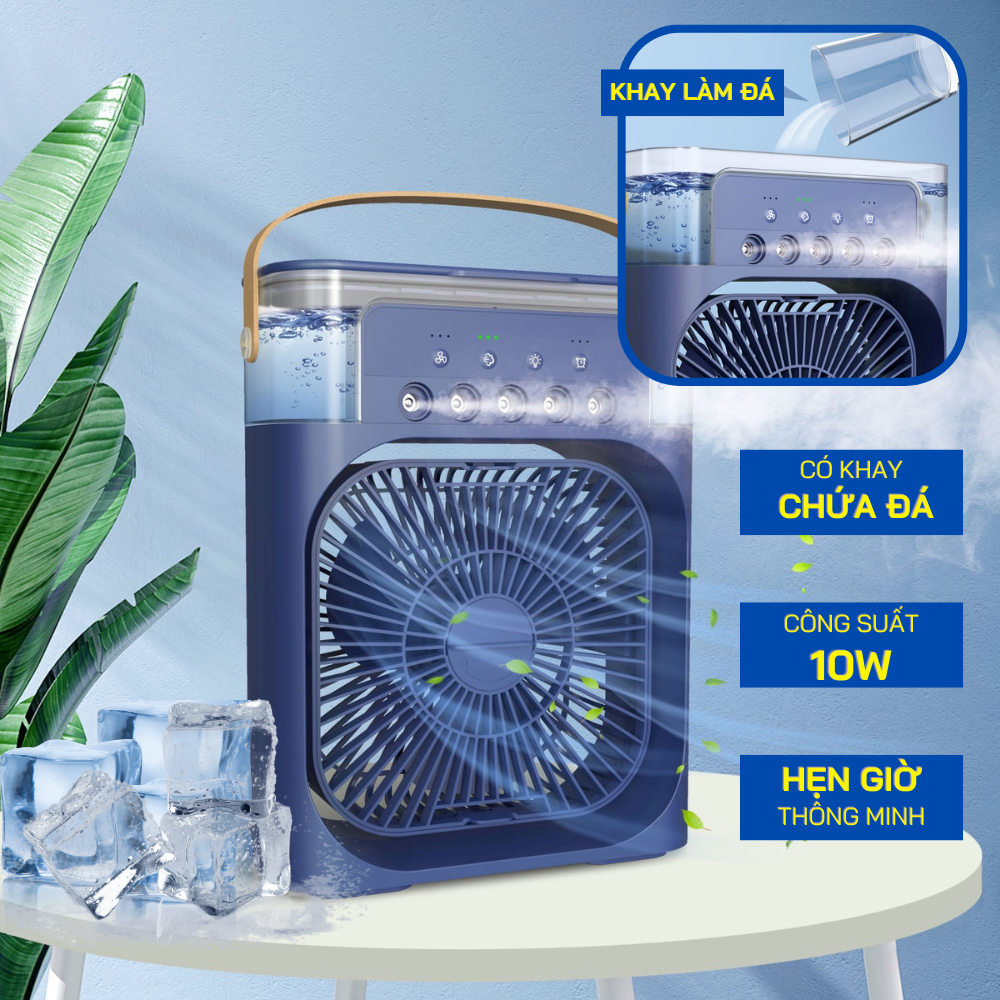 Ready Stock 3 in 1 Portable Air Conditioner Humidifier Kipas Fan USB Water Cooling Purifier with 7 Colors LED Lights 冷风机