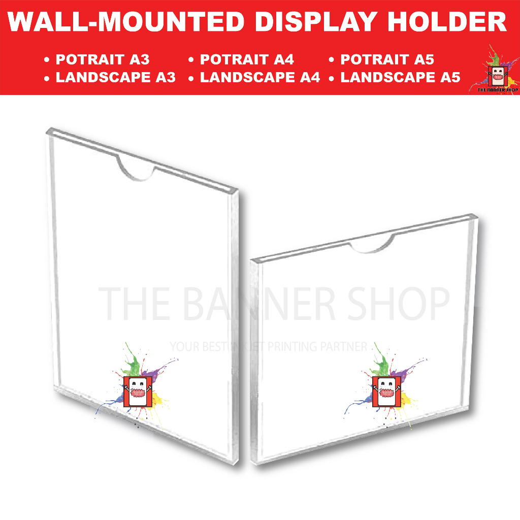 A3 A4 A5 Acrylic Wall Display, Acrylic Frame Slot In Memo Document Menu Holder