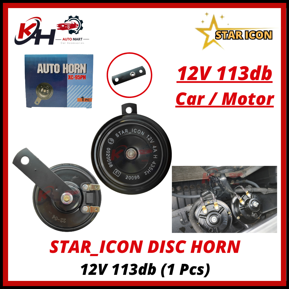 (BIG & LOUD) 12V-24V STAR ICON Original Disc Horn Car Motorcycle High Tone Siren Kereta Perouda Proton Toyota Honda