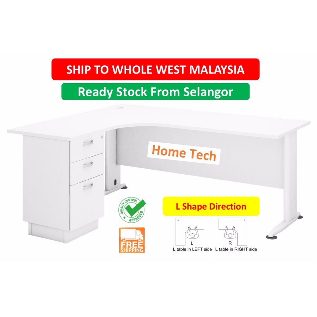 ⭐️⭐️DELIVER TO WHOLE WEST MALAYSIA ⭐️H SERIES OFFICE FURNITURE L SHAPE TABLE SET WITH FIXED PEDESTAL