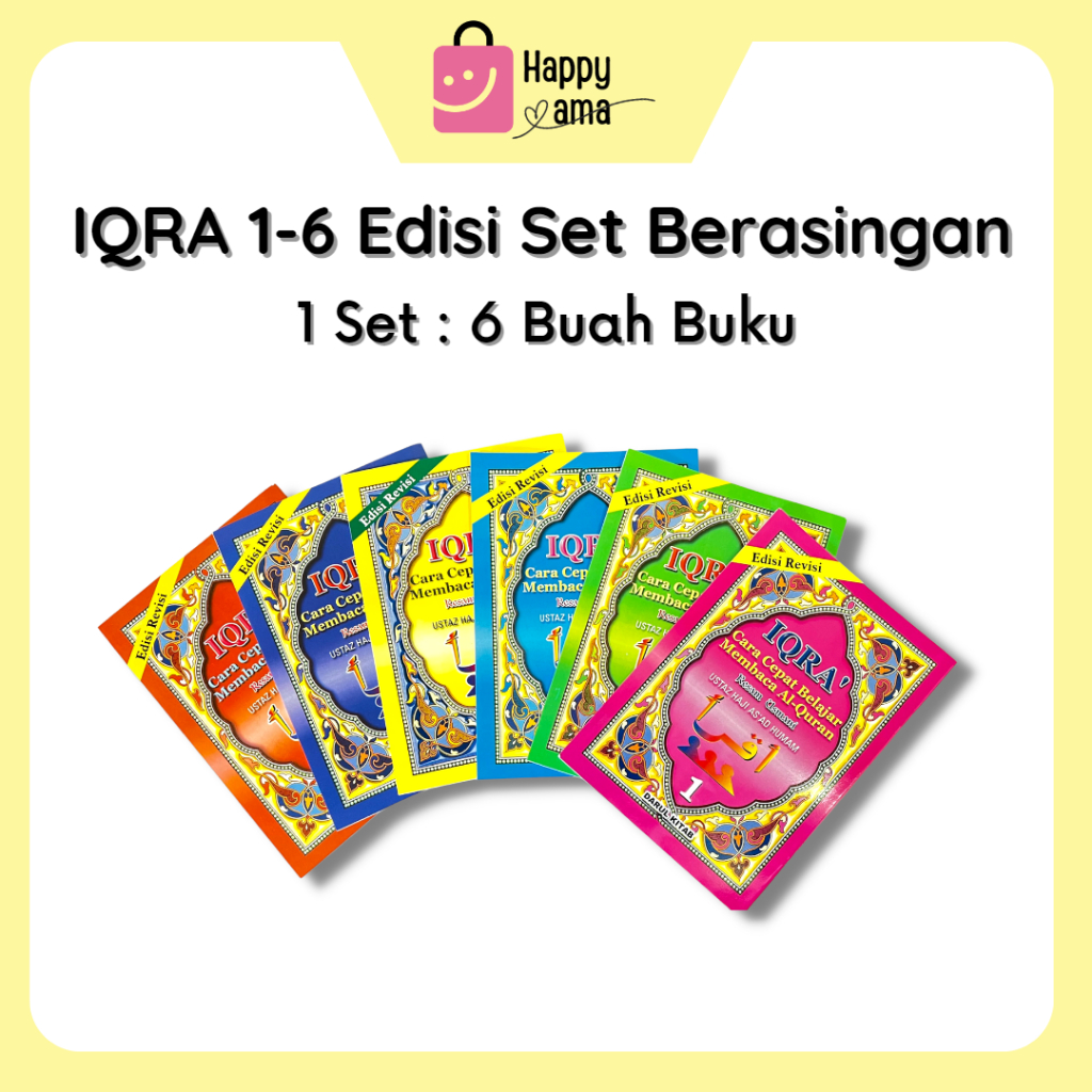 Iqra 1 6 Set Lengkap (JILID BERASINGAN) Iqraq Iqra' KPM Kanak-Kanak Buku Ikraq Pink Mengaji Budak Muqaddam Rehal