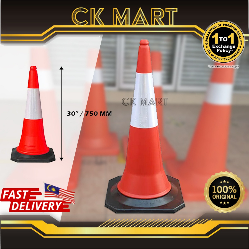 30" PVC Reflective Signal Warning Safety Cone/ Double Reflective Line Traffic cone Kon Keselamatan