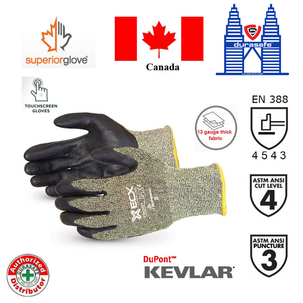 SUPERIOR S13CXFNT Emerald CX Cut-Resistant Kevlar/Stainless Steel Foam Nitrile Palm Coated Glove Black