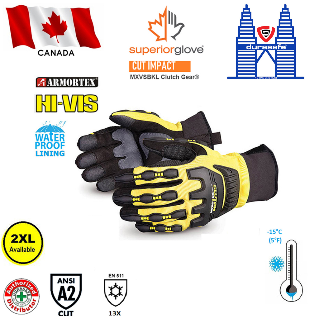 SUPERIOR MXVSBKL Clutch Gear® Cut-Resistant, Waterproof Anti-Impact Mechanics Winter Gloves, Size S-XXXL