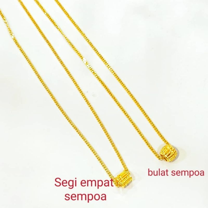 RANTAI leher mesin 2mm sempoa bulat EMAS Bangkok necklace set