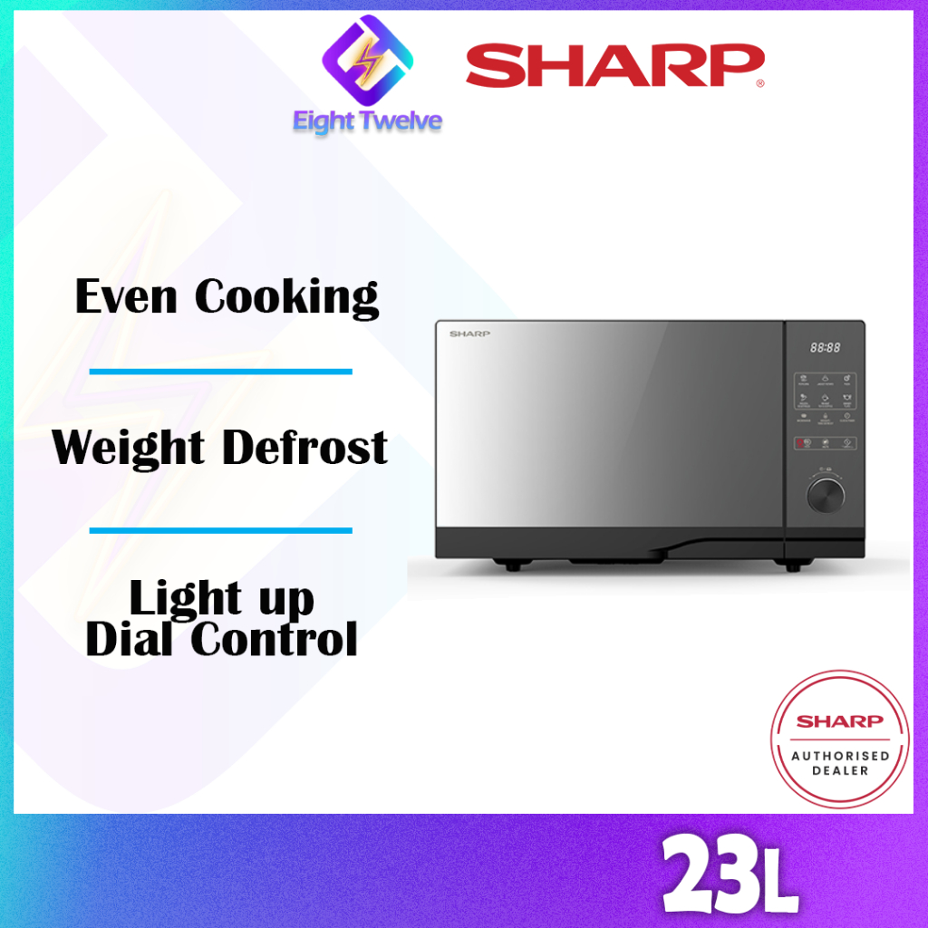 SHARP 23L Digital Dial Flatbed Microwave Oven | Wide Ceramic Flatbed without Turntable | R2321FGK