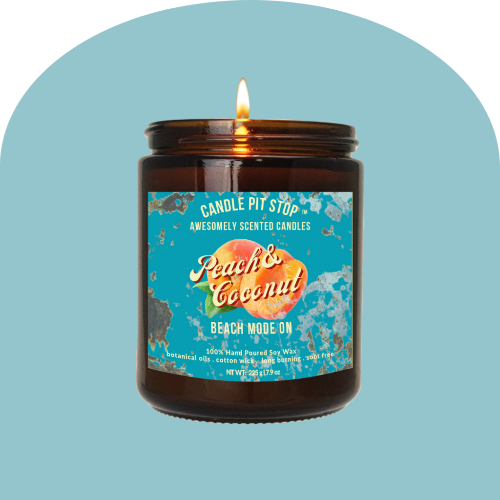 Candle Pit Stop - "Peach & Coconut"- Soy Wax Natural Candle 225g | Hand Poured I Soot Free I Eco Friendly