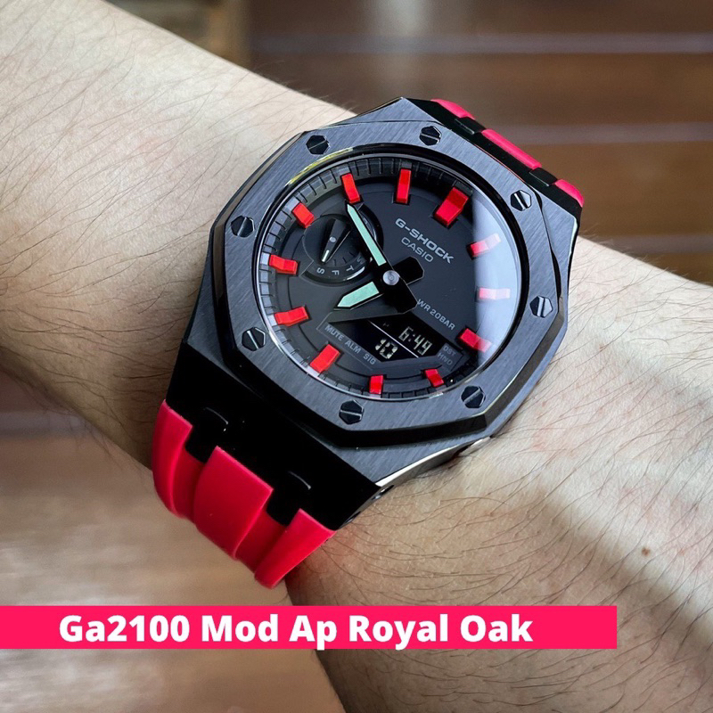 [Viral]PREMIUM BUTIK GM-2100 GA-2100 AP CUSTOM TMJ GA2100AP ROYAL OAK CASIOAK V2 CLASPON BUCKLE MODEL BLK SILVER