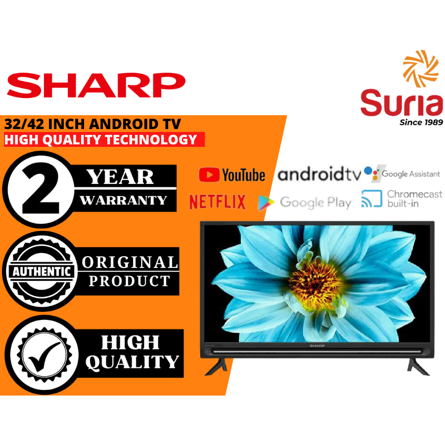 (Free Delivery Penang,Kedah & Perlis) Sharp 32/42 inch Full HD Android LED TV 2TC32EG2X 2TC42EG2X