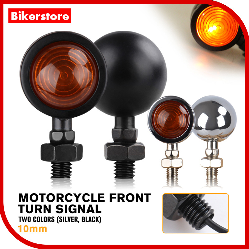 Bikerstore 2Pcs Motorcycle Turn Signal Metal Indicator Lights Lamp Cafe Racer Retro Led Turning Signal Light Universal