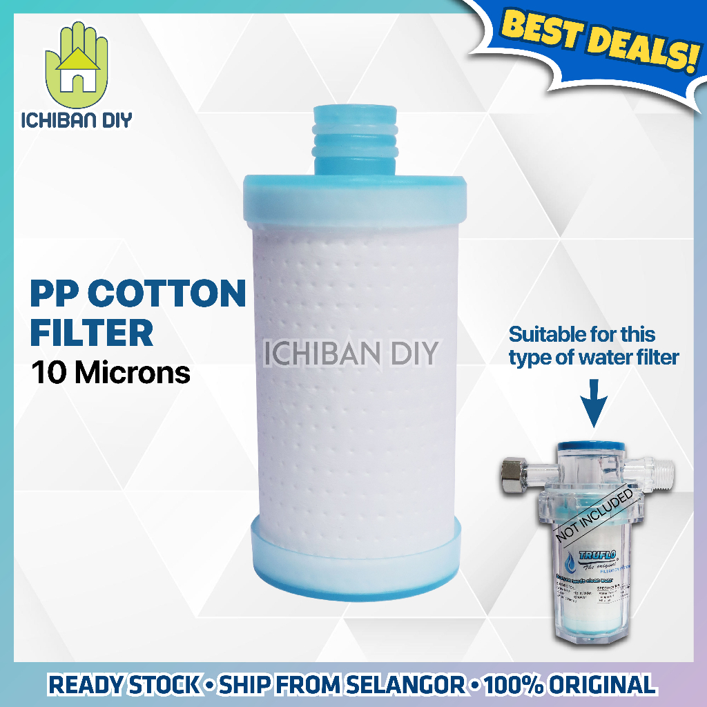PP Cotton Filter 10 Microns Water Filter Cartridge Replacement Tap Pipe Purifier Kartrij Penapis Air Paip [ichiban DIY]
