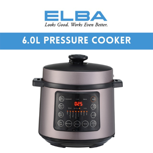 [LOWEST PRICE] ELBA ITALY 6.0L PRESSURE COOKER [EPC-N6082(BR)] - HEALTHIER CHOICE FOR VARIOUS COOKING