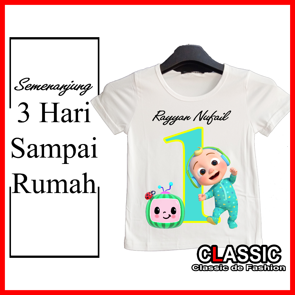 (Malaysia Ready Stocks) Cocomelon Baby Birthday Number T Shirt / Baju Kartun untuk Anak / Tulis Nama FREE