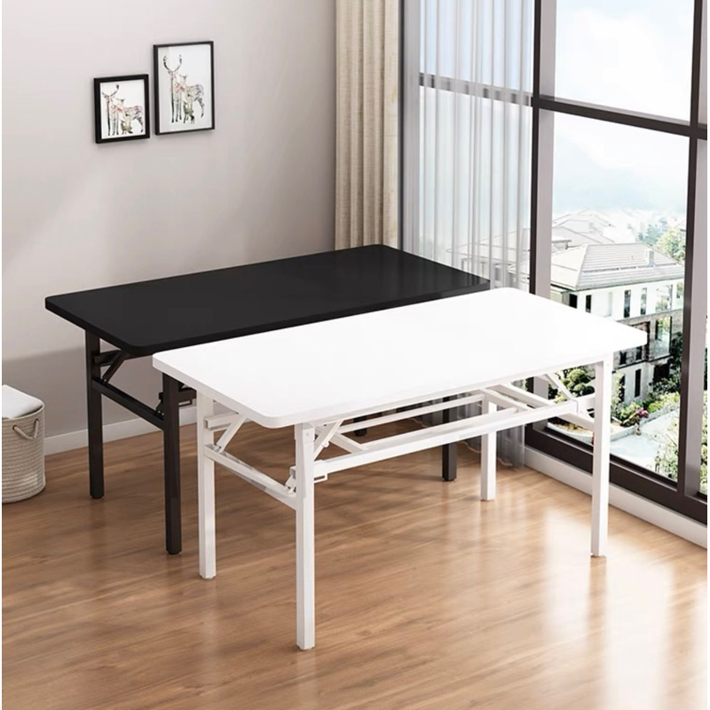 Foldable Desk Folding Dinner Table 120cm x 60cm Black / White Computer Office Dormitory Cram School Training Simple