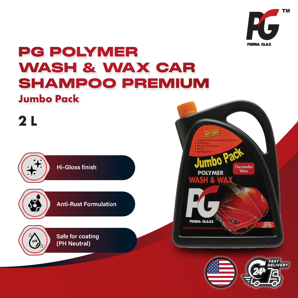 PG Polymer Wash & Wax Car Shampoo Premium (2L) Jumbo Pack Kilang/Direct Manufacture/ Bulk Purchase