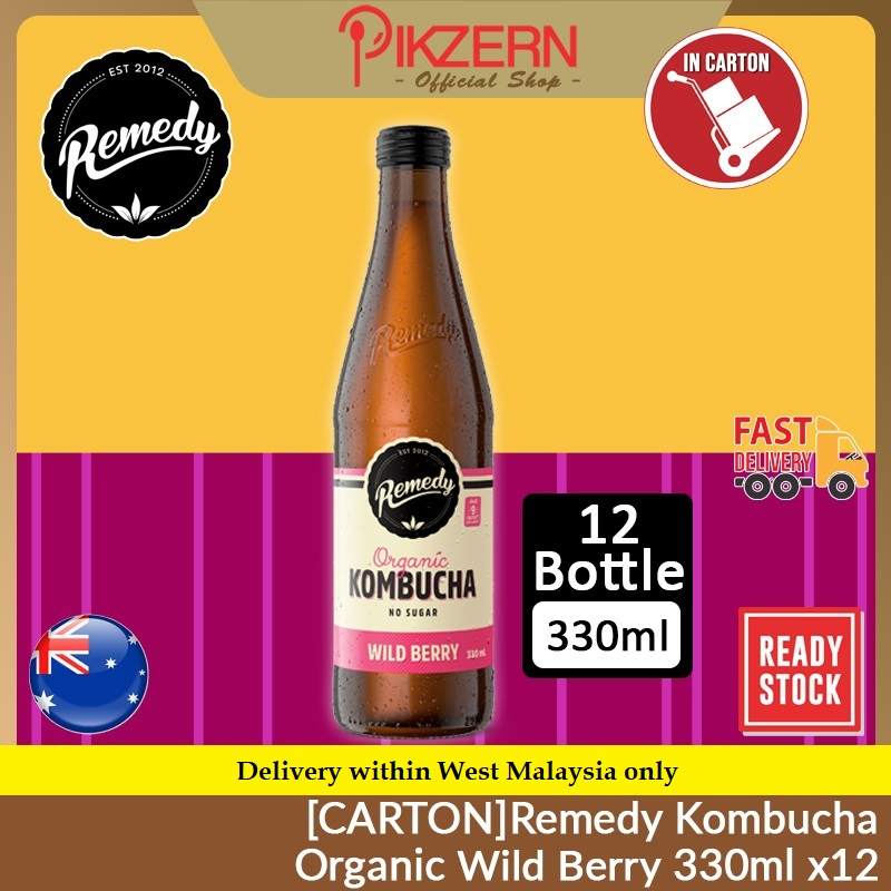 PIKZERN: [Cheapest] Remedy Kombucha Organic Wild Berry 330ml x 12 (CTN) Fast Delivery Healthy Drink No Sugar Organic