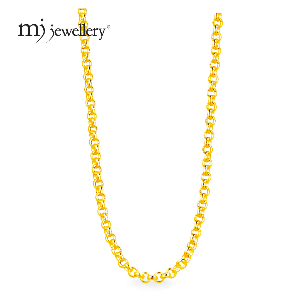 MJ Jewellery 916/22K Gold Round Rolo Chain Necklace R008