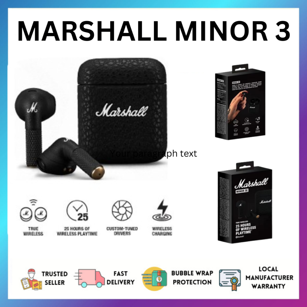 Marshall MINOR III True Wireless Blue-tooth Headset Subwoofer Waterproof Music In-ear headphones TWS Stereo Earbuds