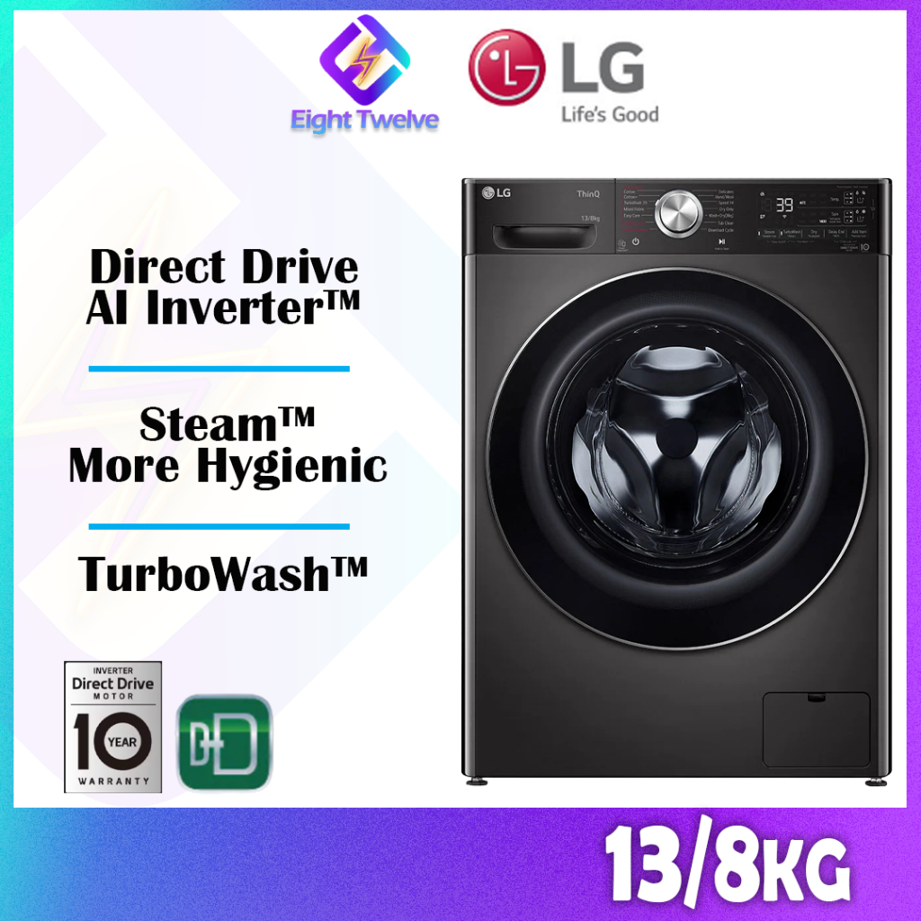 (FREE INSTALLATION KL & SELANGOR) 2023 LATEST LG Front Load Washer with AI Direct Drive™, Steam+™INVERTER