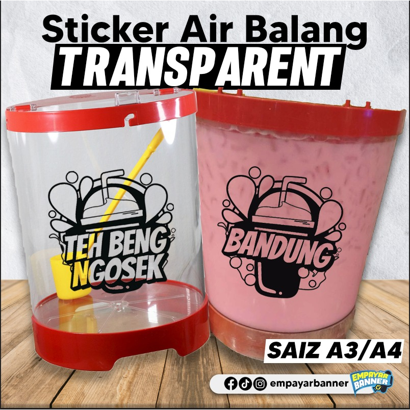 Stiker Air Balang Transparent - Simple, Stylo, dan Terlajak Murah untuk Balang Air Anda!