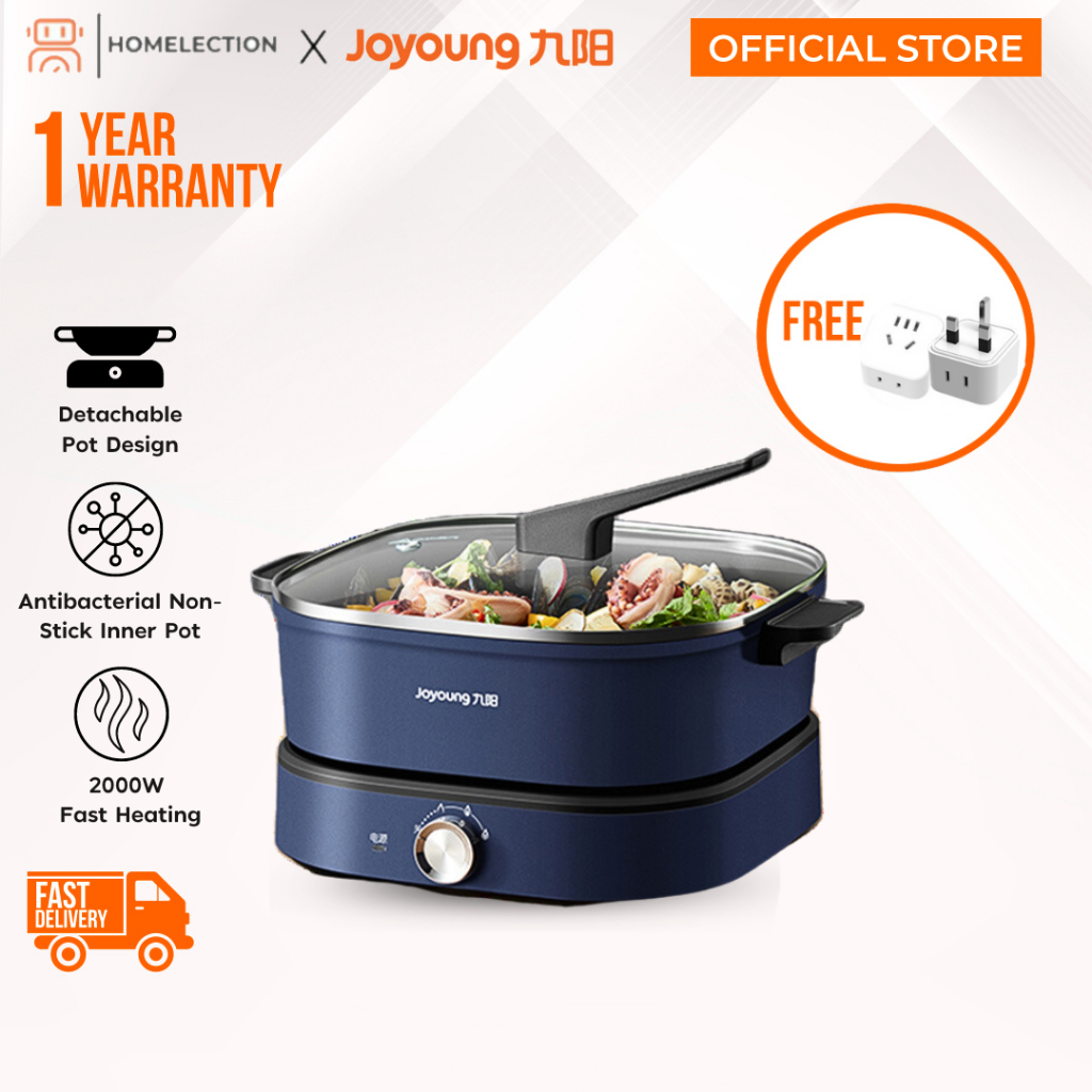 Joyoung 6L Multifunction Electric Cooker Detachable Dual Side Steamboat Pot Split Hot Pot Frying Pan Cooker 九阳多功能鸳鸯火锅