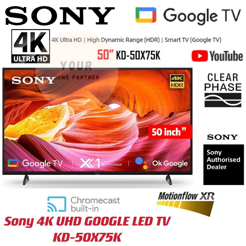 Sony 50”/55”/65” X75K 4K UHD Smart Goggle LED TV KD-50X75K / KD-55X75K / KD-65X75K