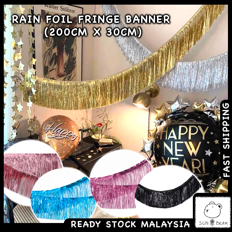 Rain Foil Fringe Banner Wedding Birthday Party Decoration Hanging Backdrop Background Flags Decor Toys Boys Girls Kids