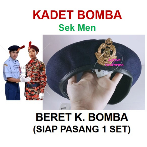 KADET BOMBA Topi Beret Kadet Bomba Biru Tua koko uniform sekolah menengah (1set / asing)