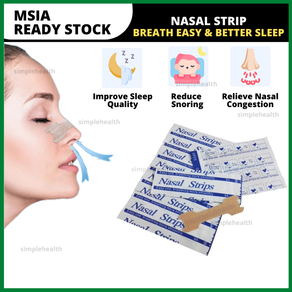 1PCS Nasal Strip Anti Snoring Breath Right Sleep Aid Insomnia Ventilation Patch Sticker Tidur Dengkur Hidung Nose通气伤风鼻塞贴