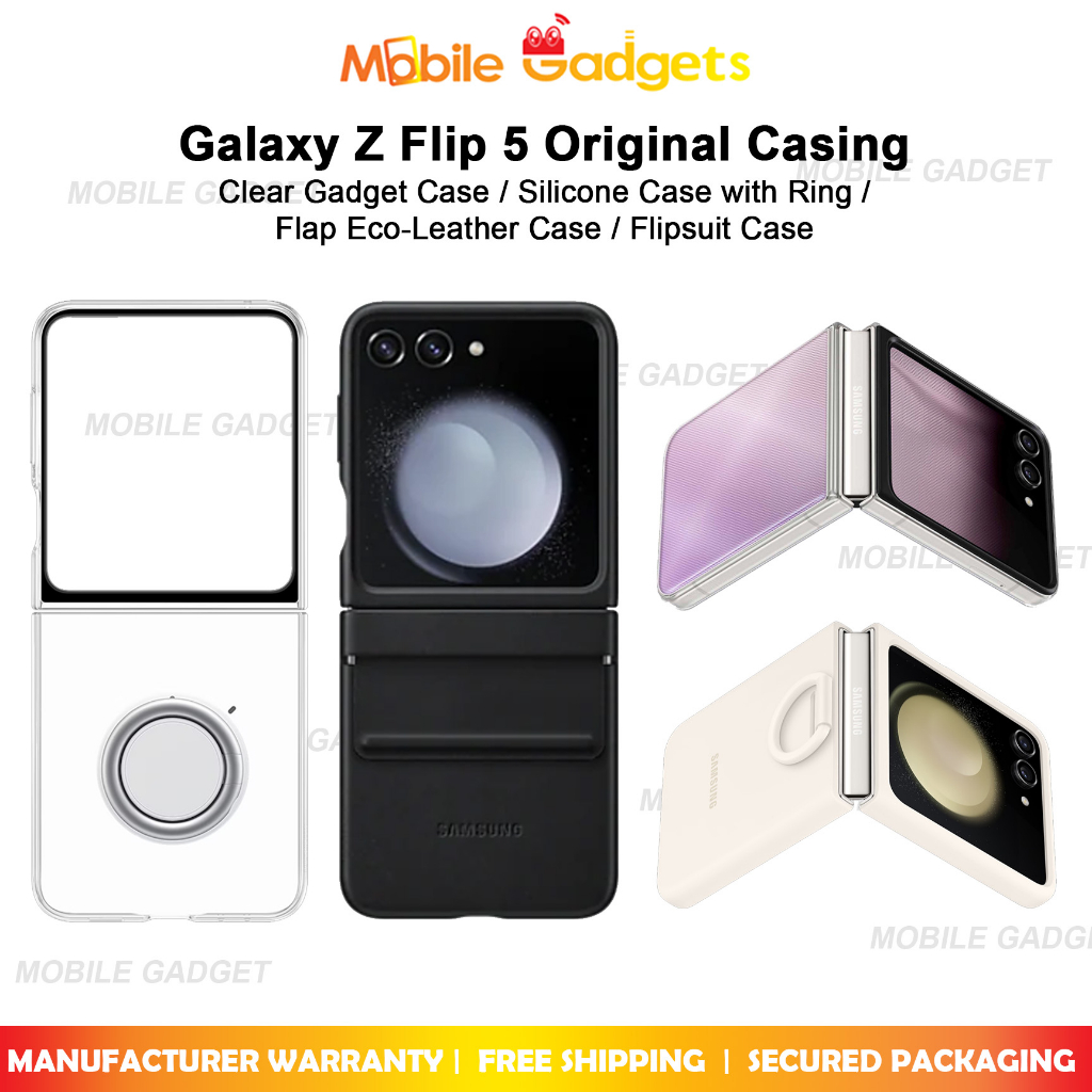 Samsung Galaxy Z Flip 5 Original Casing [Clear Gadget Case / Flap Eco-Leather Case / Flipsuit Case / Silicone with ring]