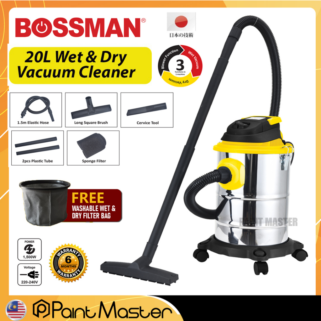 Bossman 20Litre Wet Dry Vacuum Cleaner Wet & Dry Vacum 1500 Watt Max Wet And Dry Vakum 3 in 1 BOSSMAN  BSV20