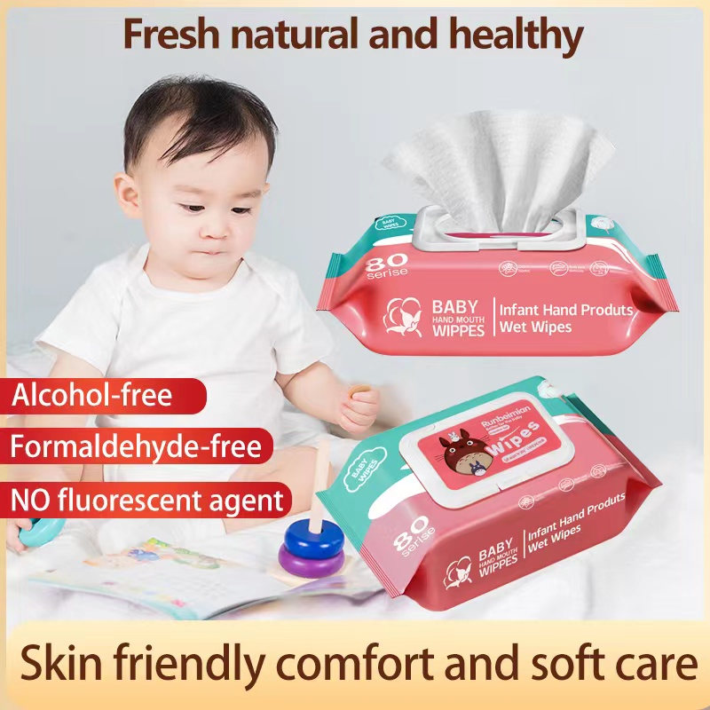 READY STOCK❤️80 Pcs Non Alcohol Baby Wipes Baby Wet Tissue Soft Cotton Anti Bacterial Cleaning Tissue Tisu Basah Bayi