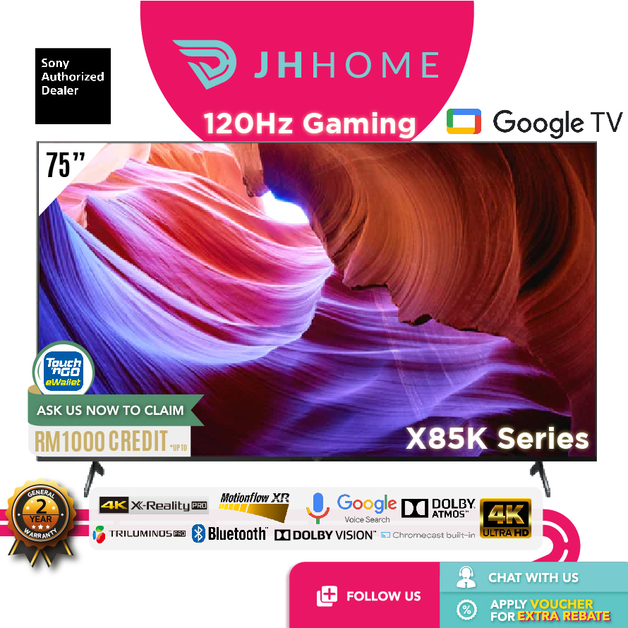 Sony 75 Inch 4K UHD Google TV KD-75X85K | 120Hz Gaming | High Dynamic Range HDR Smart TV X85K Series Bravia XR