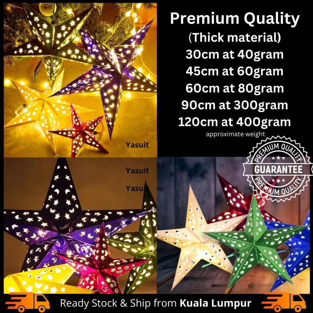 Decoration Star Cardboard Thick Paper Ornament Festival Foldable Chinese New Year Christmas Hari Raya Deepavali Lamp