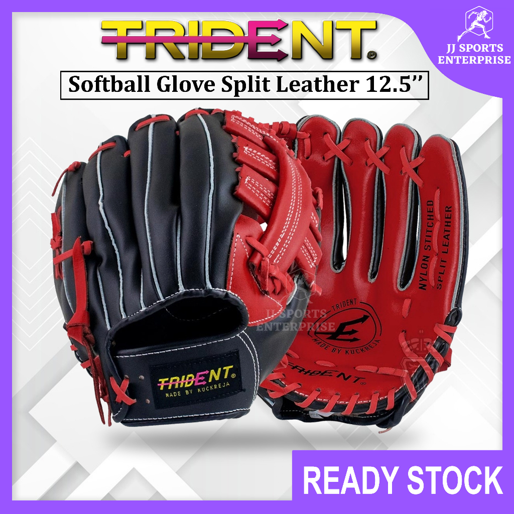 Trident T60 T-60 Softball (Senior) Glove Split Leather 12.5'' Baseball Glove Sport Glove Practice Universal Equipment