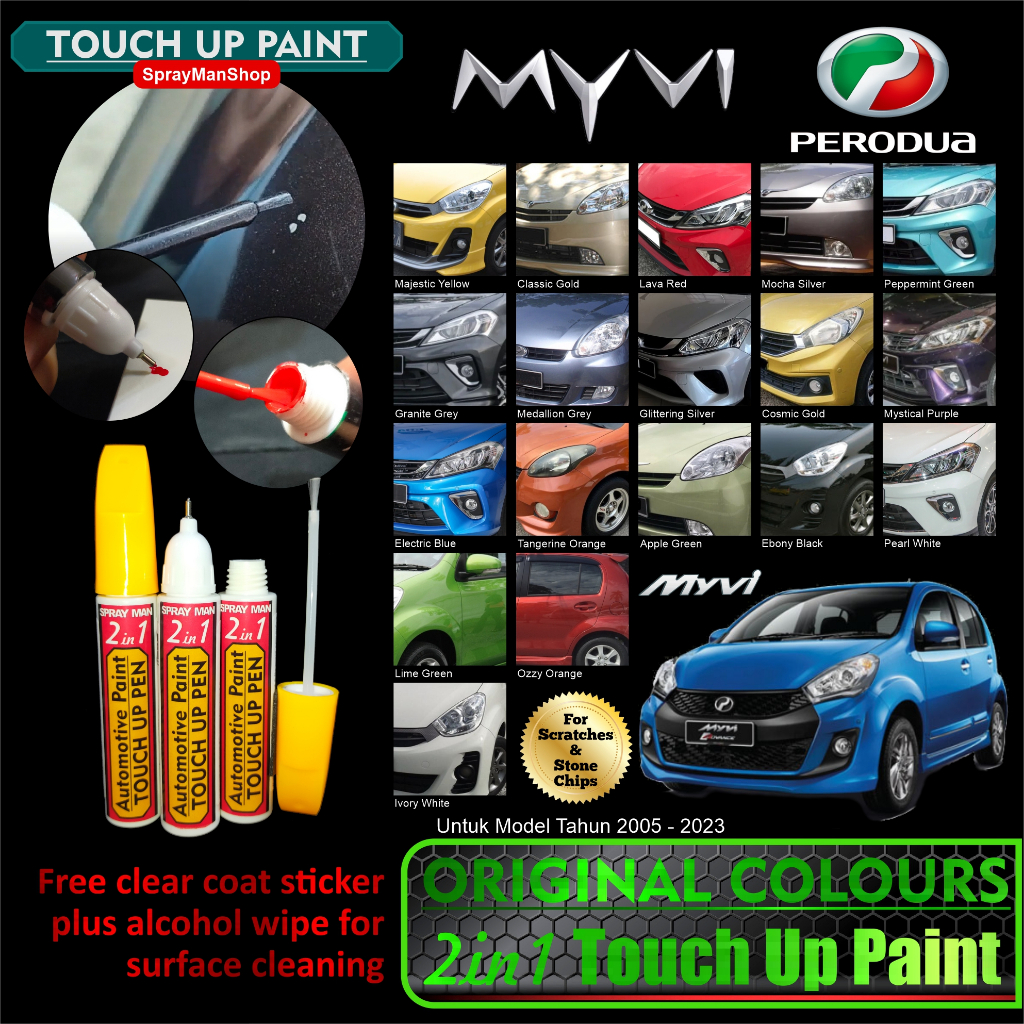 Perodua Myvi Touch Up Pen Original Factory Colour 2in1 (17ml) Pen And Brush
