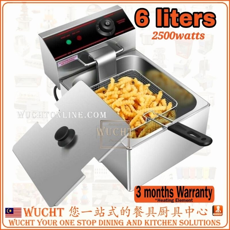 【WUCHT】WCF Commercial ELECTRIC Deep Fryer 2500W with Basket Temperature 6 Liter HM-81B DEEP FRYER Mesin Goreng 电炸炉