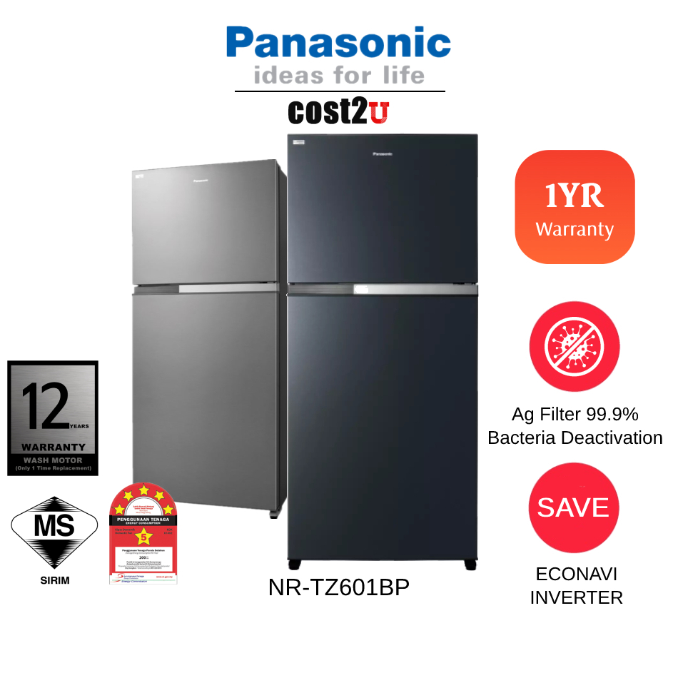 Panasonic 610L INVERTER Top Freezer Refrigerator | NR-TZ601BPKM NR-TZ601BPSM (Fridge Peti Ais 冰箱)