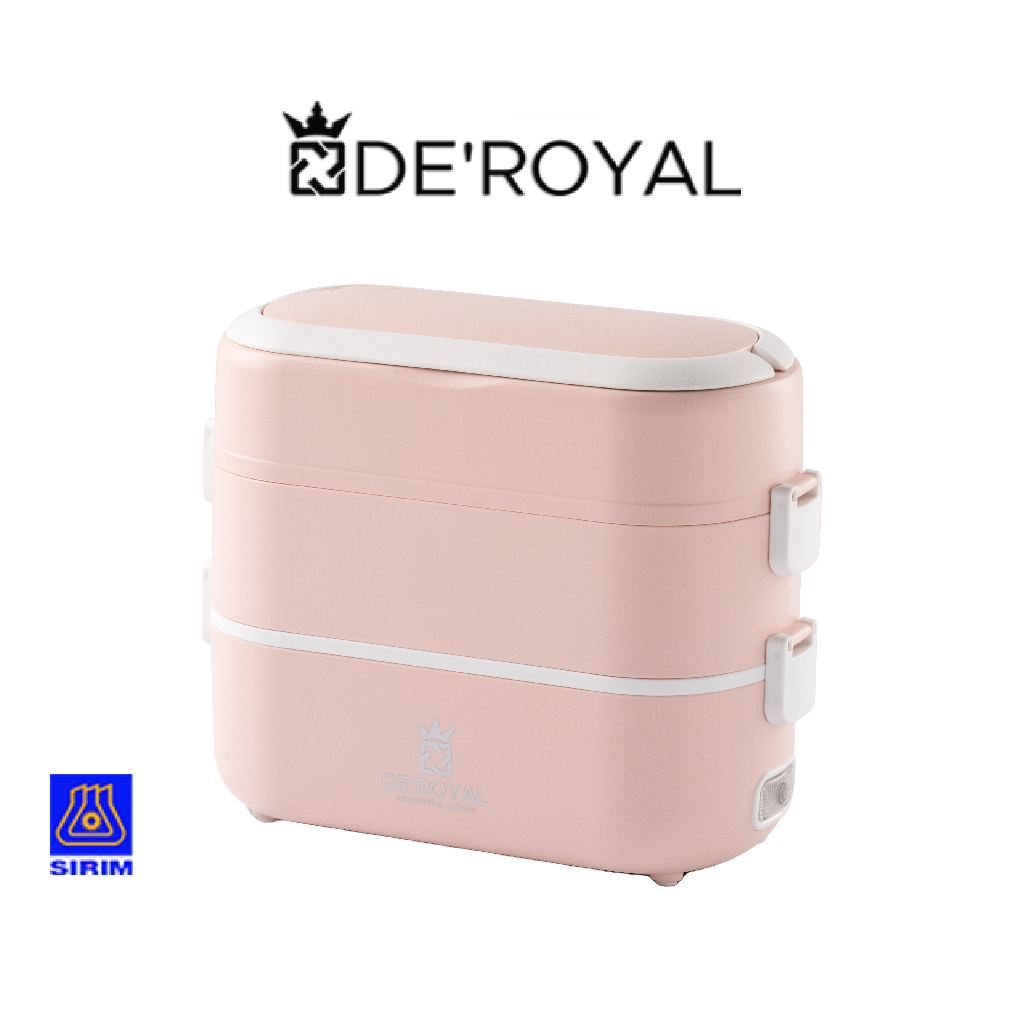 Deroyal Double Layer Portable Electric Lunch Box 2.0L with Sirim Approval (Malaysia/UK Plug)