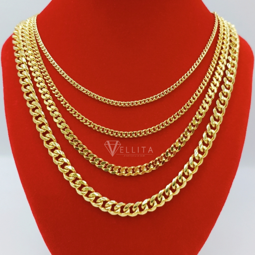 [VJ]Cop916 Necklace "Curb" W: 2mm - 5mm 999.9 Gold Plated Chain Persist916