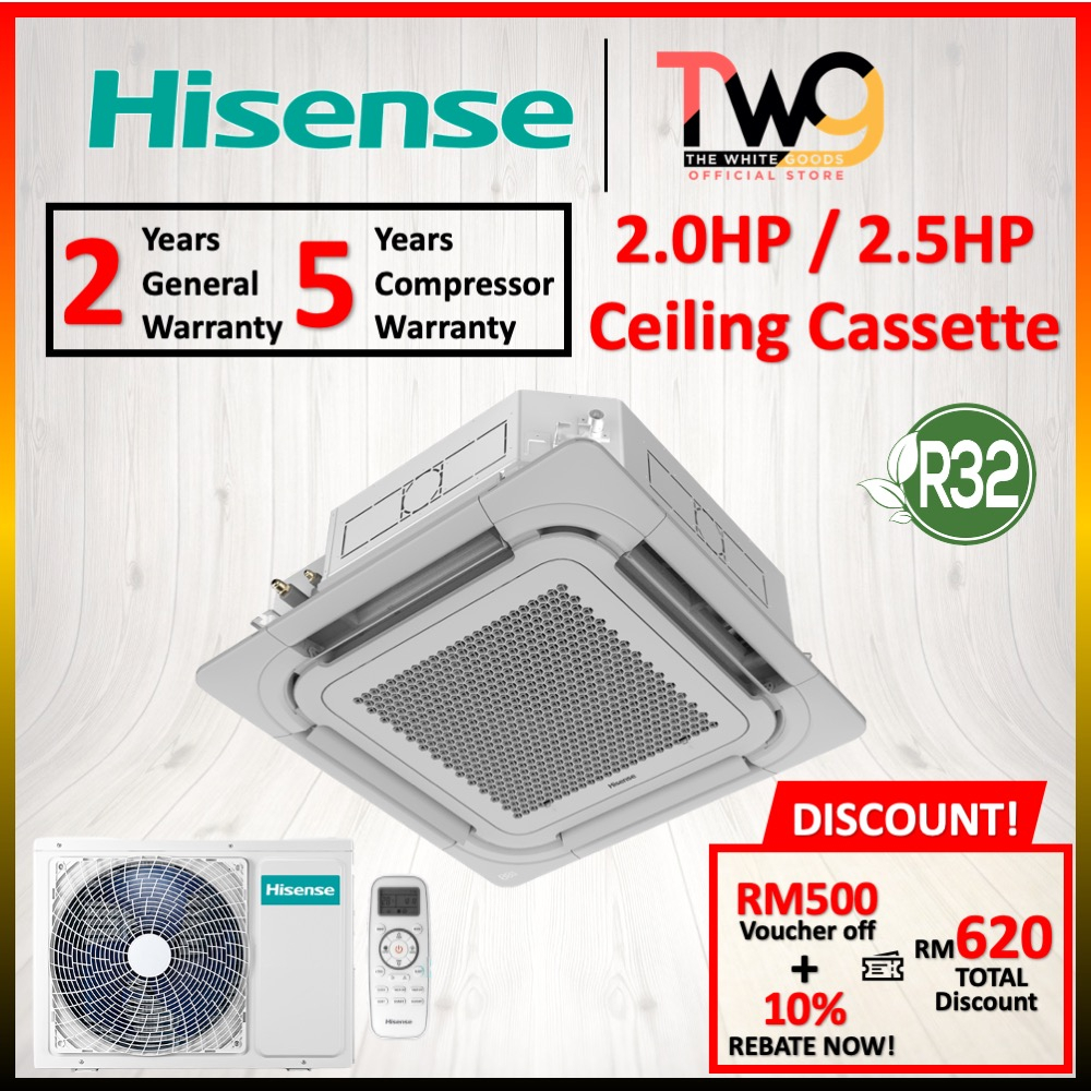 [FREE SHIPPING] Hisense 2hp / 2.5hp / 3.5HP R32 Ceiling Cassette Type Air Conditioner Aircond AUC20QFGS AUC25QFGS